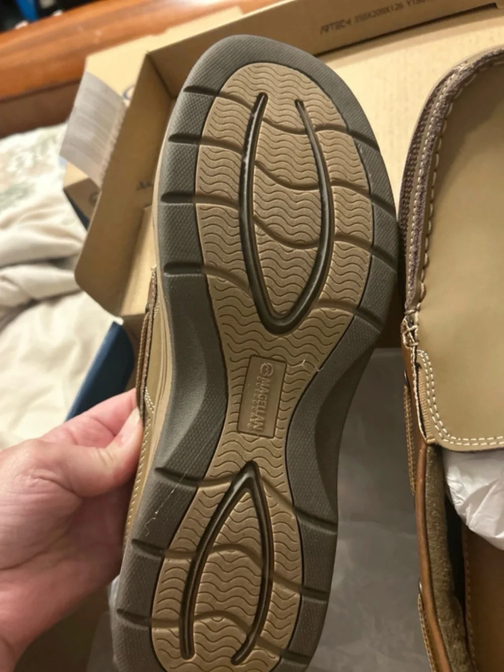 Magellan Outdoors Men's Slip-On Boat Shoes in Tan